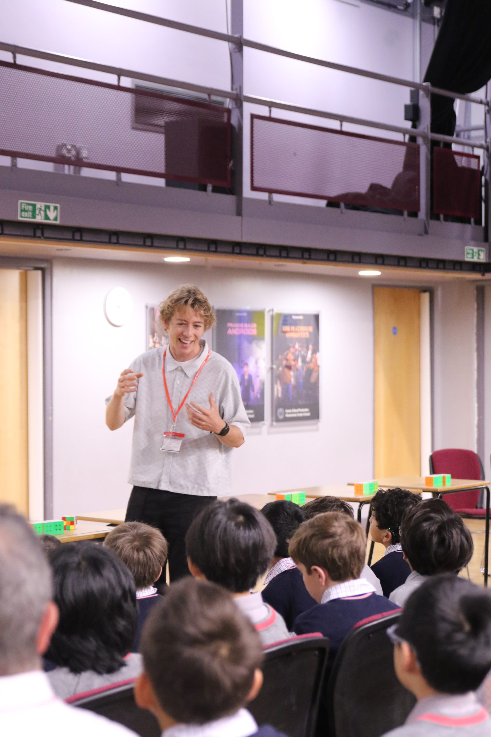 George Scholey, professional speedcuber, UK Champion and three-time Guinness World Record holder viisting Westminster Under School